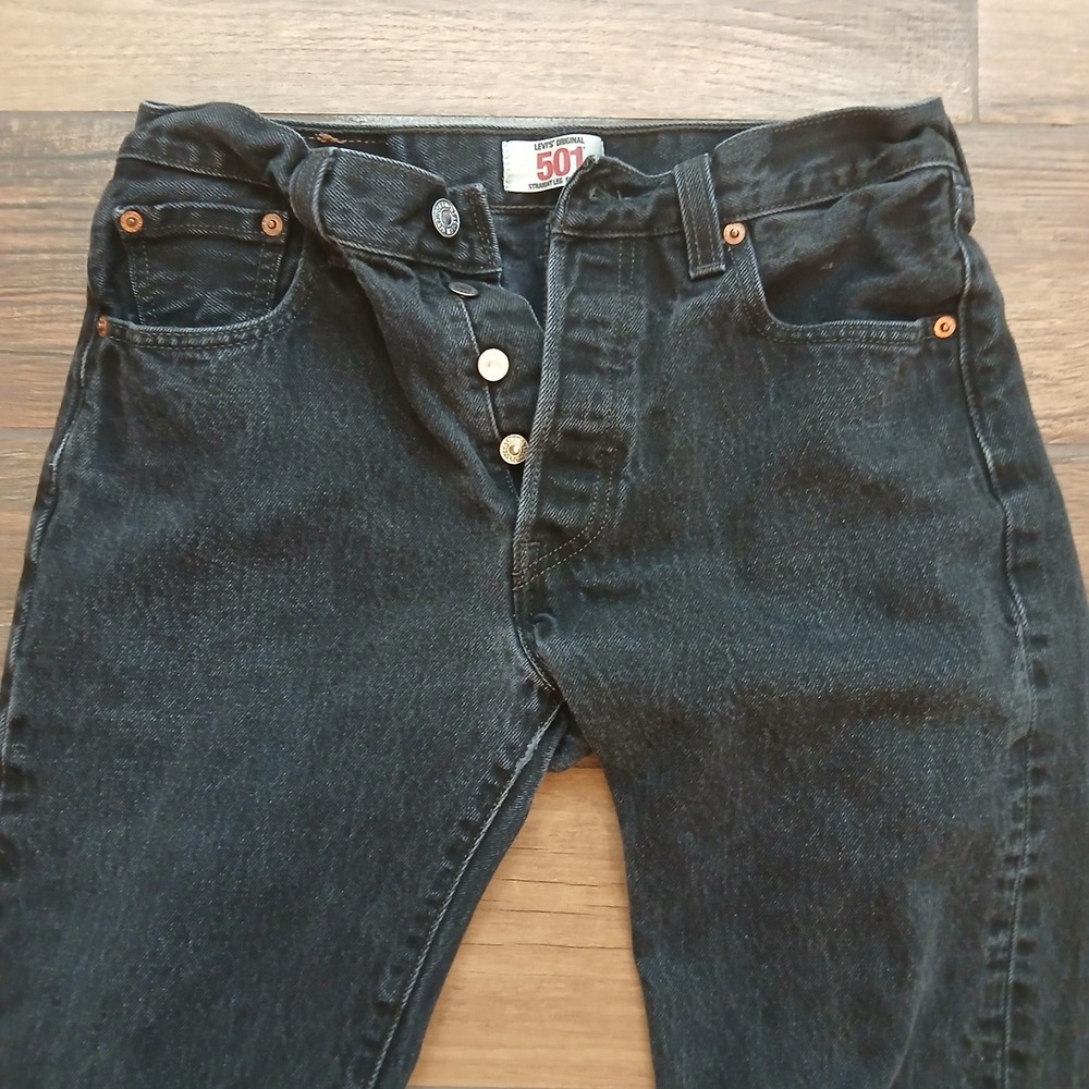 Levi's 501 Jeans Mens 30x30 (FITS28x27) Black Button Fly Cotton Denim